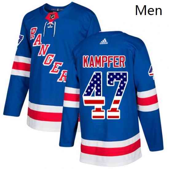Mens Adidas New York Rangers 47 Steven Kampfer Authentic Royal Blue USA Flag Fashion NHL Jersey